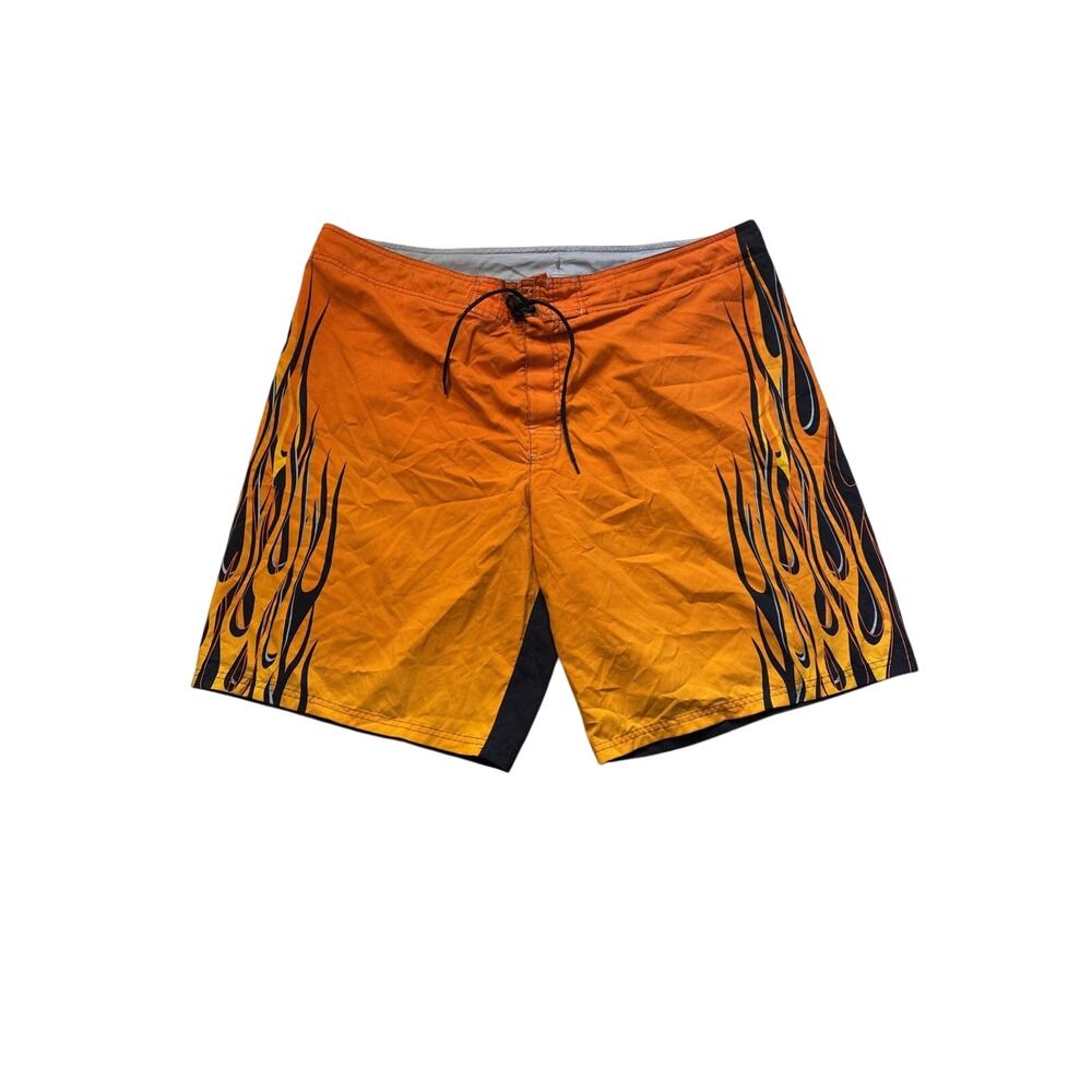 No Boundaries Mens 44 Flame Y2K Grunge Board Shorts Swim Trunks 11” Inseam